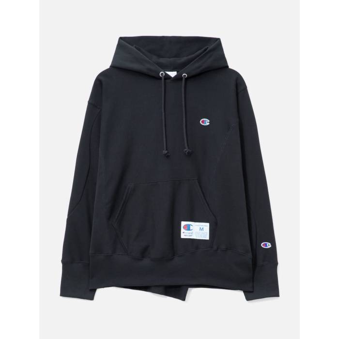 アンダー押しかぶせる Undercover 【 X Champion Cotton Fleece Sweatshirt Hoodie Men Black 】 はやりっ児 フリース 汗水 調教師 フーディー パーカー メンズ 黒いこと 黒いこと
