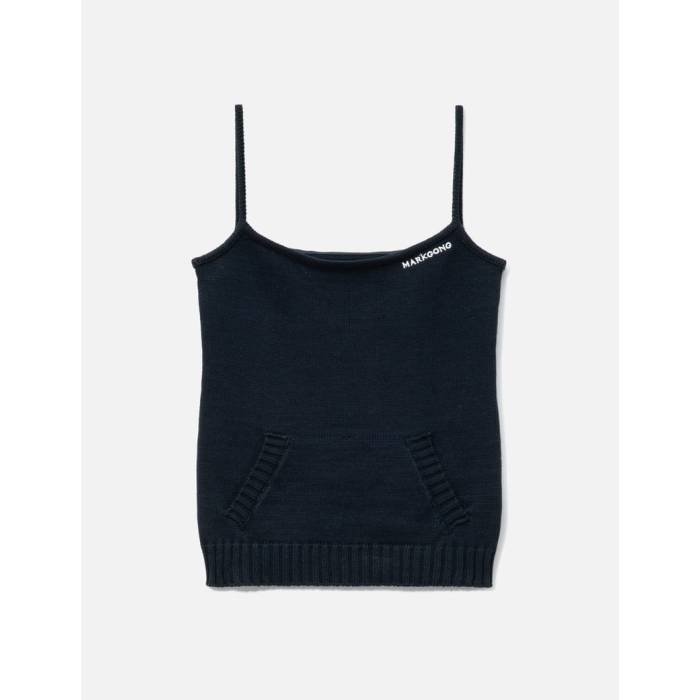 Markgong 【 Navy Blue Knit Cami Top Women Navy 】 紺色 米国海軍 青碧 青碧 編み物 レディース 紺色 米国海軍