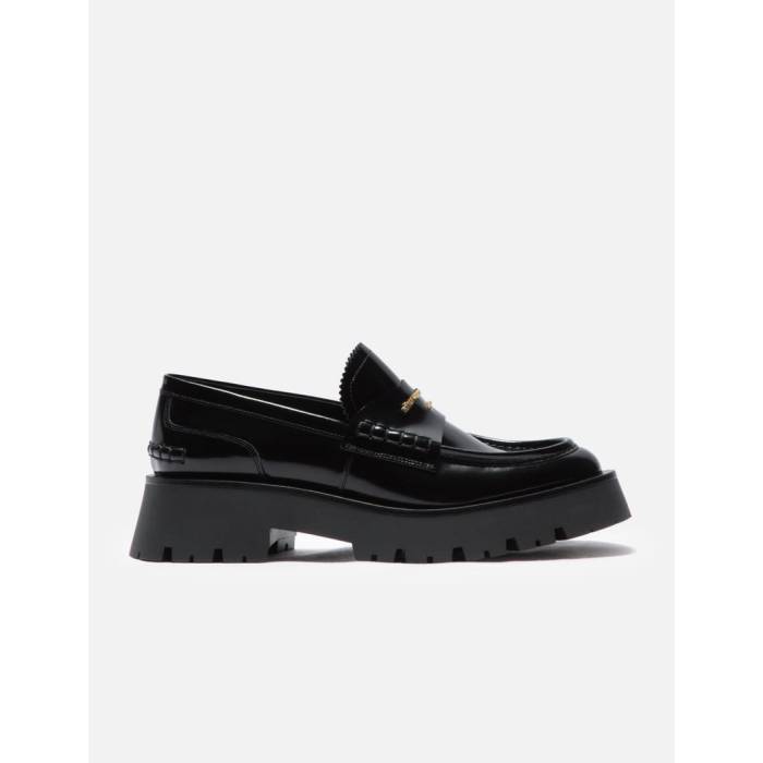 アレキサンダーワン Alexander Wang 【 Carter Mid-Heel Lug Loafer Women Black 】 置き目毛革 シューズ レディース 黒いこと 黒いこと