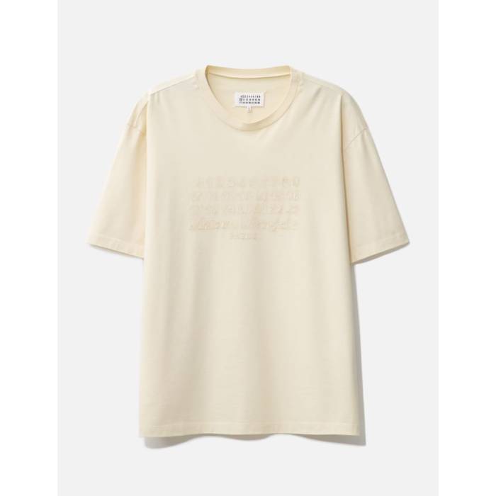 メゾンマルジェラ Maison Margiela 【 Embroidered Logo T-Shirt Unisex Pink Beige 】 ロゴタイプ プルオーバー ユニ一発やる pink サクラ色 ベージュ