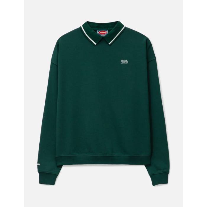 Metalwood Studio 【 Phuk Luzin Collared Sweatshirt Men Spruce 】 汗水 調教師 メンズ