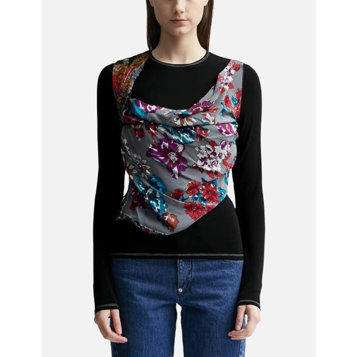 Marine Serre 【 Regenerated Silk Scarves Draped Top Women Multicolor Silk 】 えり巻き レディース