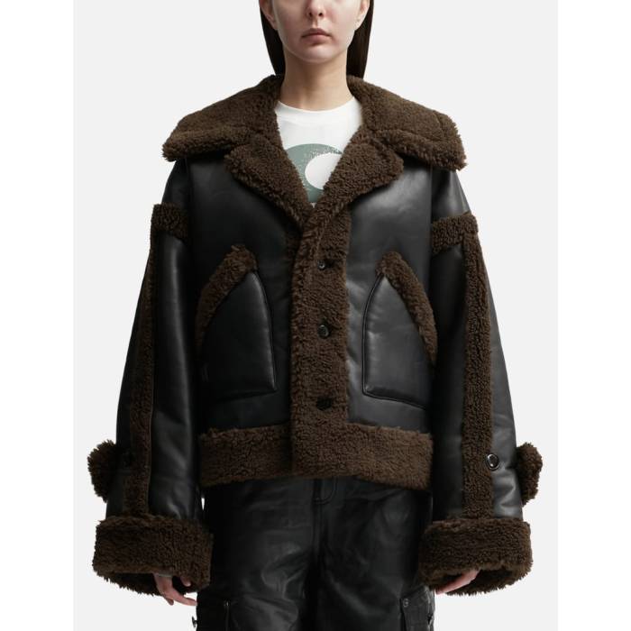 Lesugiatelier 【 Paneled Shearling Jacket Women Black 】 Jacket 上衣 レディース 黒いこと 黒いこと
