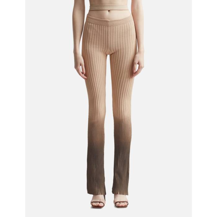 【 Printed Ribbed Knit Flare Pants Women Vulcano 】 編み物 レディース