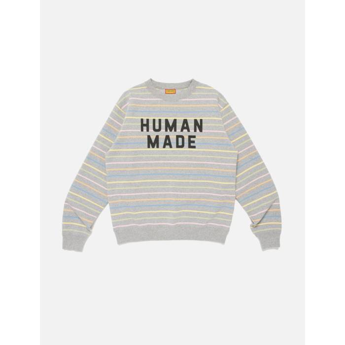 ヒューマンお手伝いさん Human Made 【 Multi Striped Sweatshirt Unisex Gray 】 汗水 調教師 ユニ一発やる gray 薄墨色・薄墨色・薄墨色
