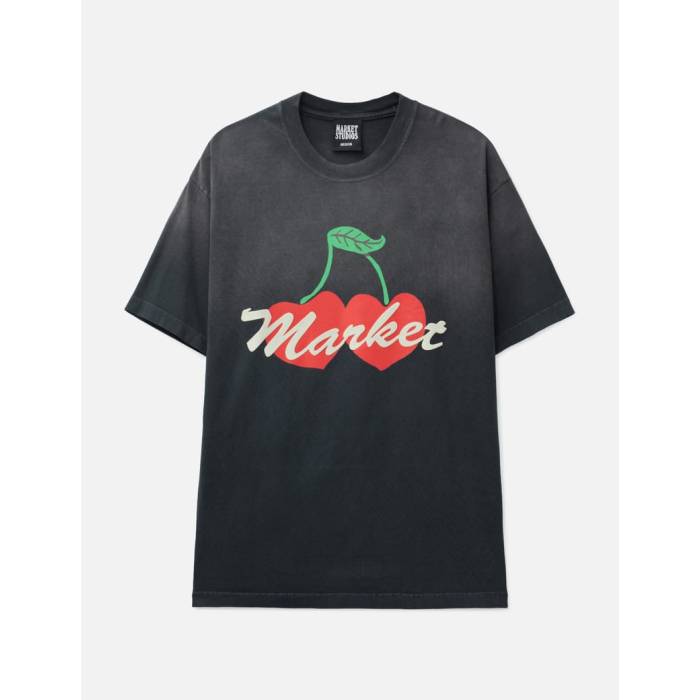Market 【 Double Cherries T-Shirt Men Pirate Black 】 Tシャツ メンズ 黒色 ブラック