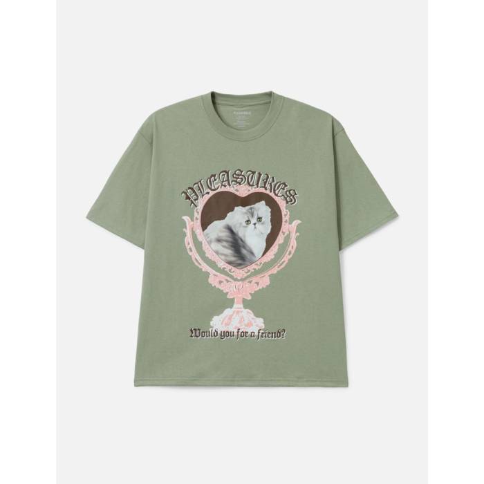 プレジャーズ Pleasures 【 Mirror T-Shirt Men Desert Green 】 ティーシャツ メンズ green 緑・緑であること Tシャツ・カットソー-トップス