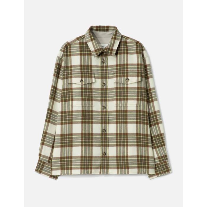 アミ Ami 【 Checked Wool Overshirt Men Hazelnut/Ivory/Anise 】 メンズ アイボリー｜スニケス