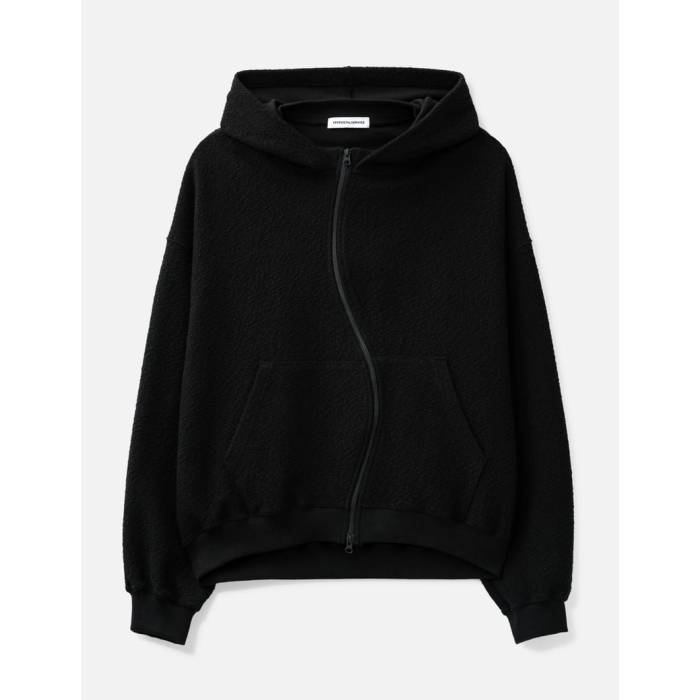 Fffpostalservice 【 Curved Zip-Up Round Hem Hoodie Men Black 】 フーディー パーカー メンズ 黒色 ブラック