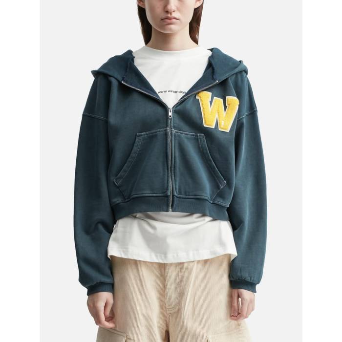 Warm Winter Days 【 Varsity Zip Up Hoodie Unisex Navy 】 フーディー パーカー ユニセックス 紺色 ネイビー