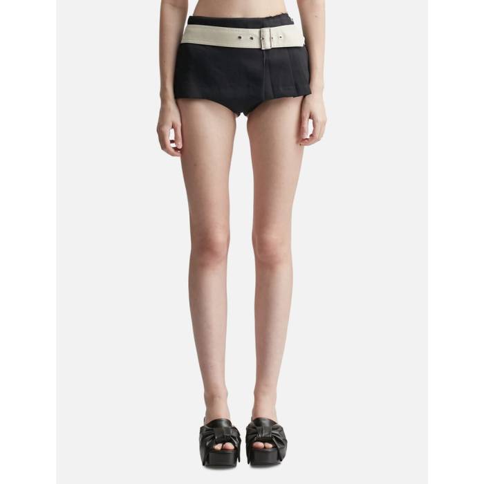 Pushbutton 【 Belted Pleated Skorts Women Black 】 レディース 黒色 ブラック|スニケス