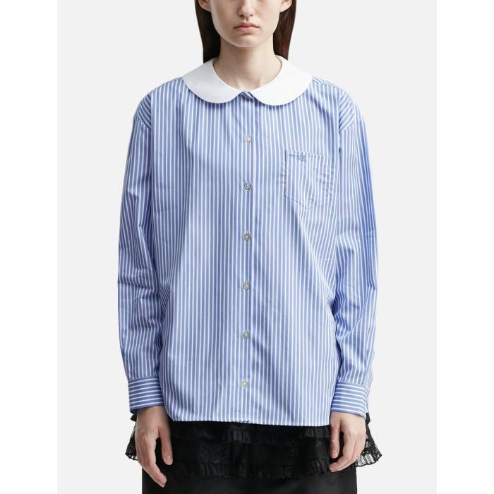 Sandy Liang 【 Contessa Shirt Women Blue Stripe 】 レディース 青碧 青碧 Stripe 縞模様