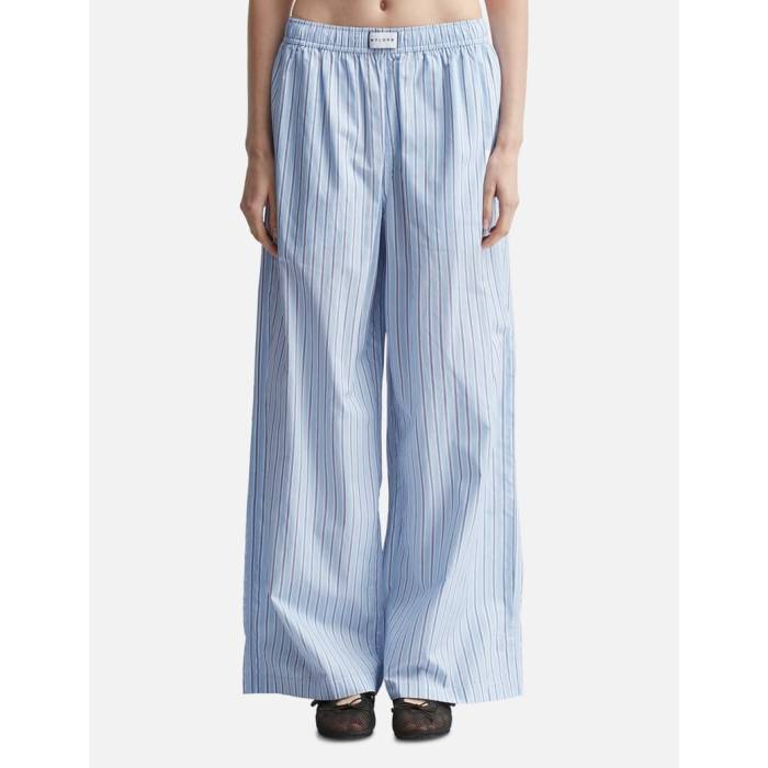 Nylora 【 Noah Pants Women Blue Bold Stripe 】 レディース 青味 青み Stripe 縞模様