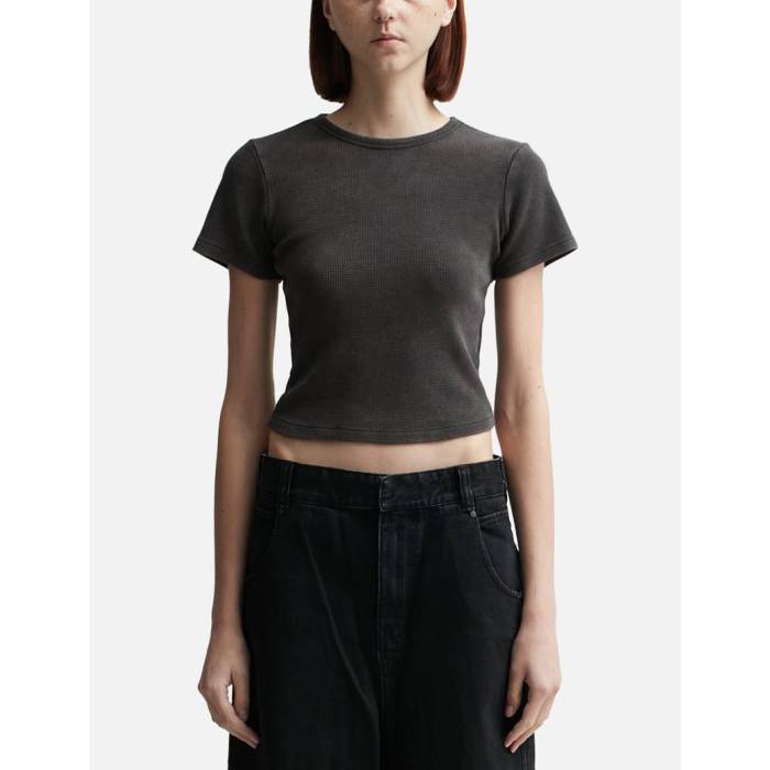 Entire Studios 【 Micro Waffle T-Shirt Women Washed Black 】 Micro ミクロ ワッフル Tシャツ レディース 黒色 ブラック