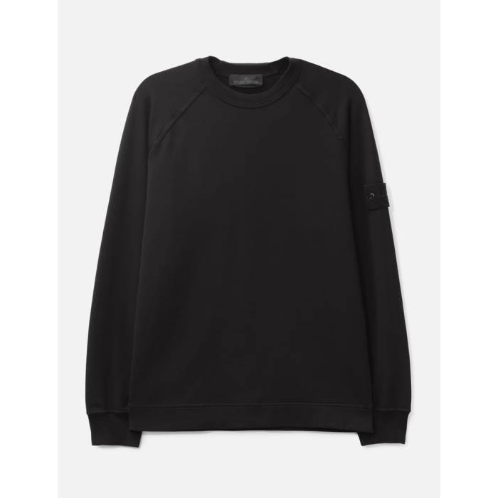 ストーンアイランド Stone Island 【 Cotton Stretch Fleece S.i. Ghost Crewneck Sweatshirt Men Black 】 フリース 汗水 調教師 メンズ 黒いこと 黒いこと