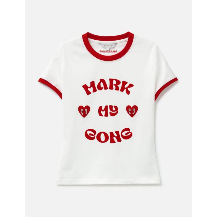 Markgong 【 Mark My Gong Printed T-Shirt Women White 】 ティーシャツ レディース 白いこと 白いこと