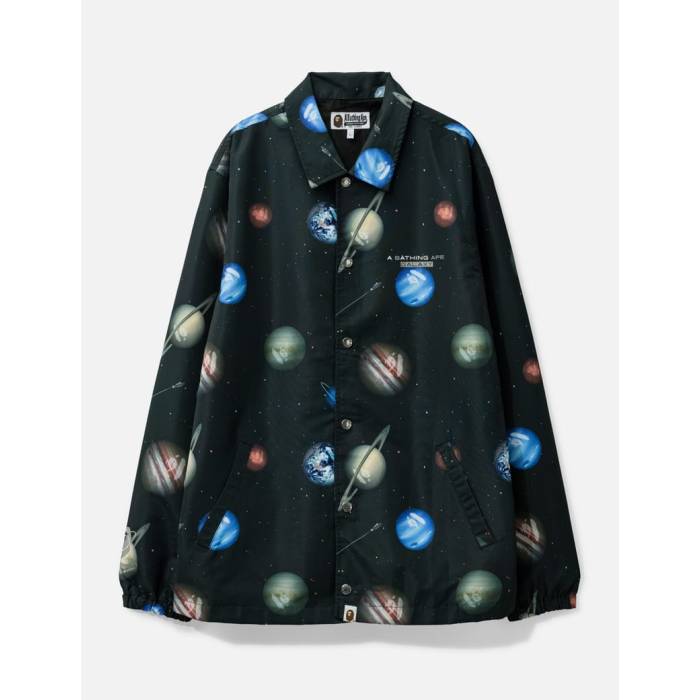 ベイプ Bape 【 Planet Nylon Jacket Men Black 】 ナイロン Jacket 上衣 メンズ 黒いこと 黒いこと