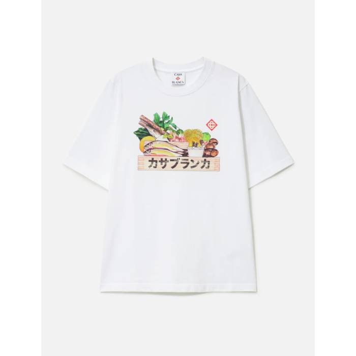 カサブランカ Casablanca 【 Ingredients Printed T-Shirt Unisex White 】 ティーシャツ ユニ一発やる 白いこと 白いこと Tシャツ・カットソー-トップス