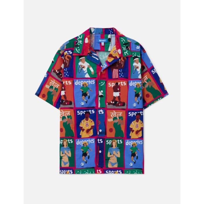 Market 【 Illustrated S/S Button Up Men Multi 】 半袖 Tシャツ メンズ