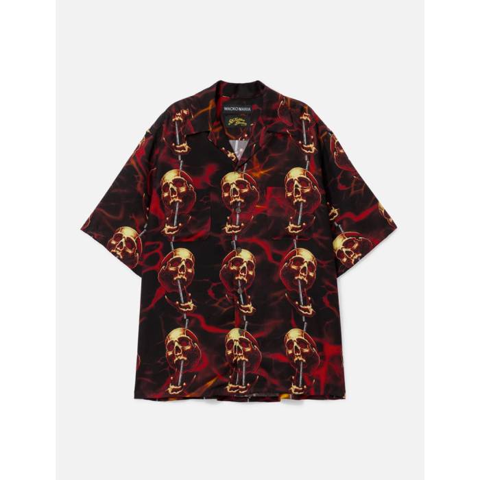 ワコマリア Wacko Maria 【 56 Tattoo Studio / Hawaiian Shirt Short Sleeve Men Black 】 スタジオ Sleeve スリーブ メンズ 黒色 ブラック