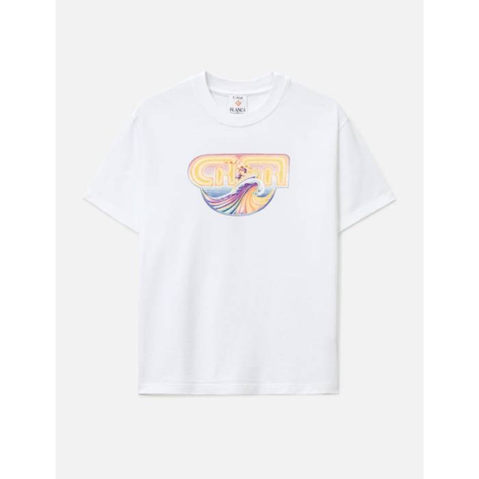 カサブランカ Casablanca 【 Surf Printed T-Shirt Unisex White 】 Tシャツ ユニセックス 白色 ホワイト