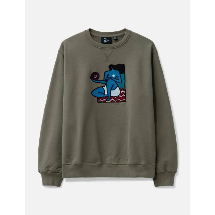 By Parra 【 Future Visions Crew Neck Sweatshirt Men Stone Gray 】 労働者の一団 汗水 調教師 メンズ gray 薄墨色・薄墨色・薄墨色