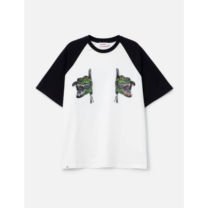 Charles Jeffrey Loverboy 【 Graphic Raglan T-Shirt Men White/Black 】 グラフィック Raglan ラグラン Tシャツ メンズ 白色 ホワイト 黒色 ブラック