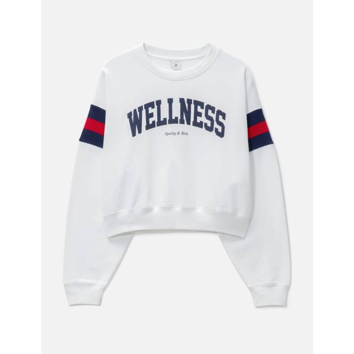 Sporty \u0026 Rich 【 Wellness Ivy Rugby Crewneck Unisex White/ Bright Red/ Navy 】 ラガー ユニ一発やる 白いこと 白いこと Red 赤・赤いこと 紺色 米国海軍