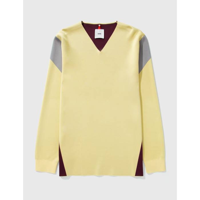 オーエーエムシー Oamc 【 Primary V-Neck Sweater Men Light Yellow 】 Vネック トレーナー メンズ yellow 黄色・イエロー