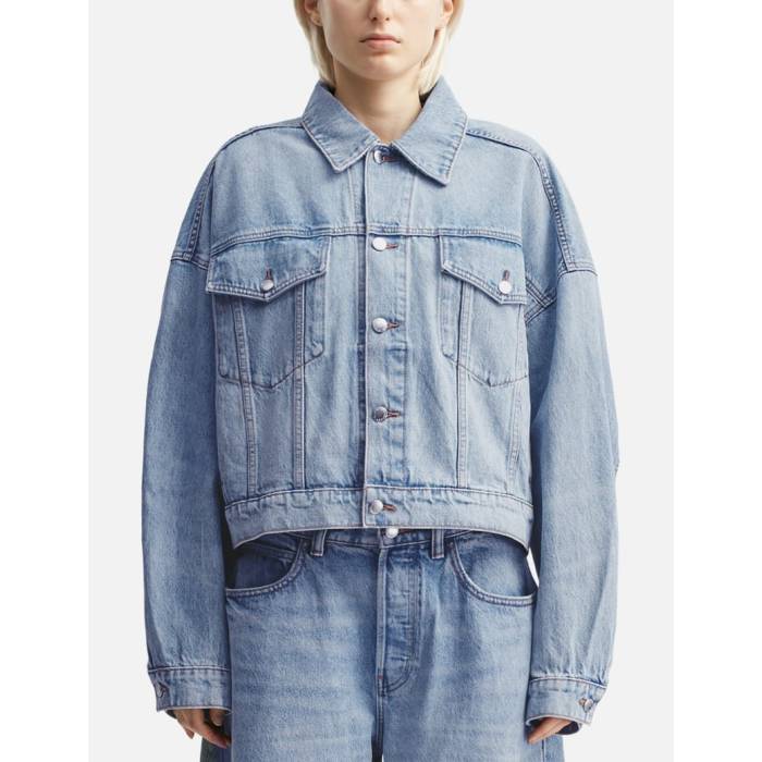 T By Alexander Wang 【 Clip Trucker Jacket Women Vintage Bleach Blue 】 トラッカー Jacket ジャケット レディース vintage ビンテージ・ヴィンテージ 青色 ブルー