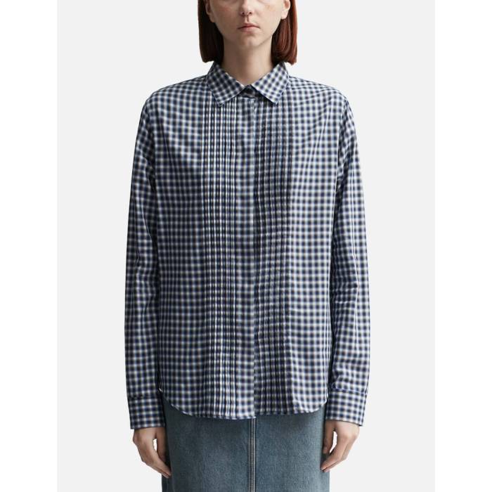 ロエベ Loewe 【 Pleated Shirt Women Blue/ White/ Black 】 レディース 青み 青色 白いこと 白いこと 黒いこと 黒いこと