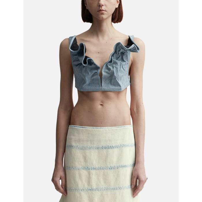 Y/Project 【 Scrunched Denim Bralette Women Ice Blue 】 ジーンズ レディース 青み 青色