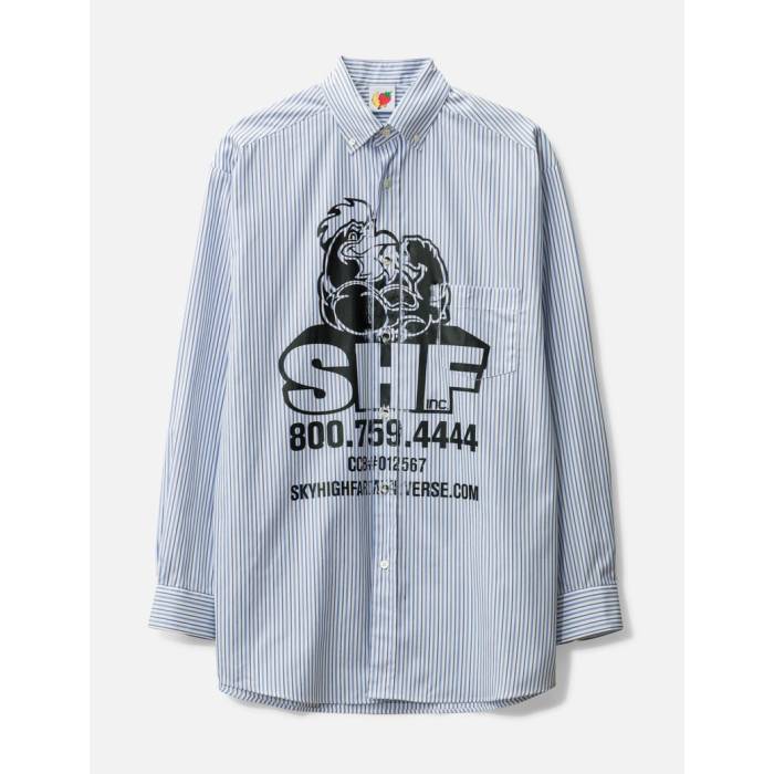 Sky High Farm Workwear 【 Shf Chicken Button Down Shirt Unisex Blue 】 ダウン ユニセックス 青色 ブルー