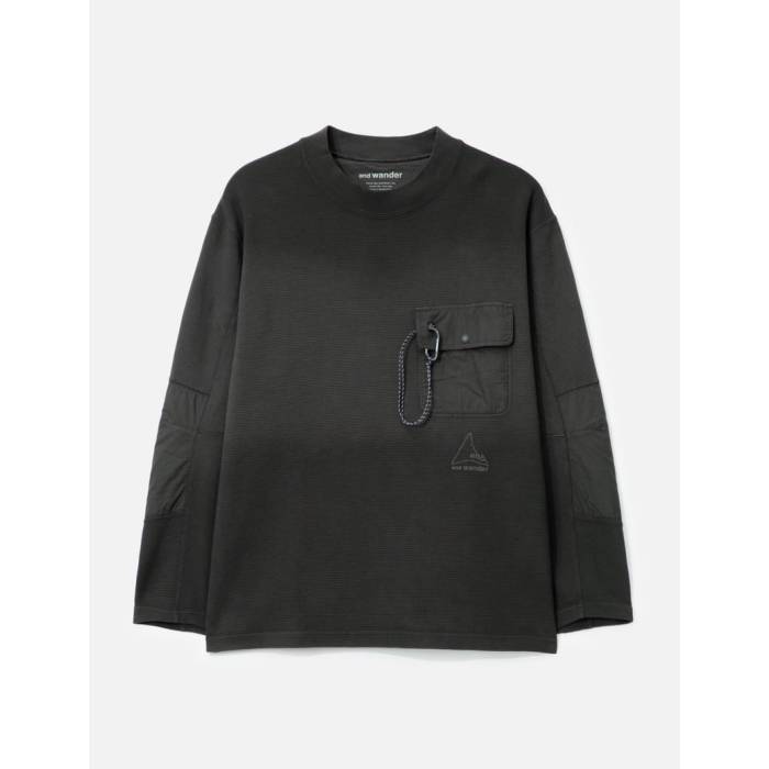 Roa 【 X And Wander Garment-Dyed Long Sleeve Men Black 】 Sleeve スリーブ メンズ 黒色 ブラック