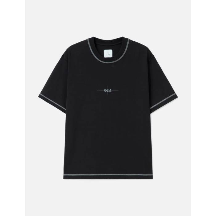 Roa 【 Info Stitch Organic T Shirt Men Black 】 メンズ 黒色 ブラック