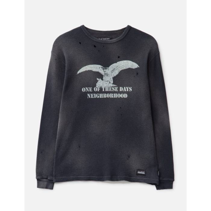 ネイバーフッド Neighborhood 【 Nh X Ootd . Waffle Fabric Crewneck Long Sleeve Men Black 】 ワッフル Sleeve スリーブ メンズ 黒色 ブラック