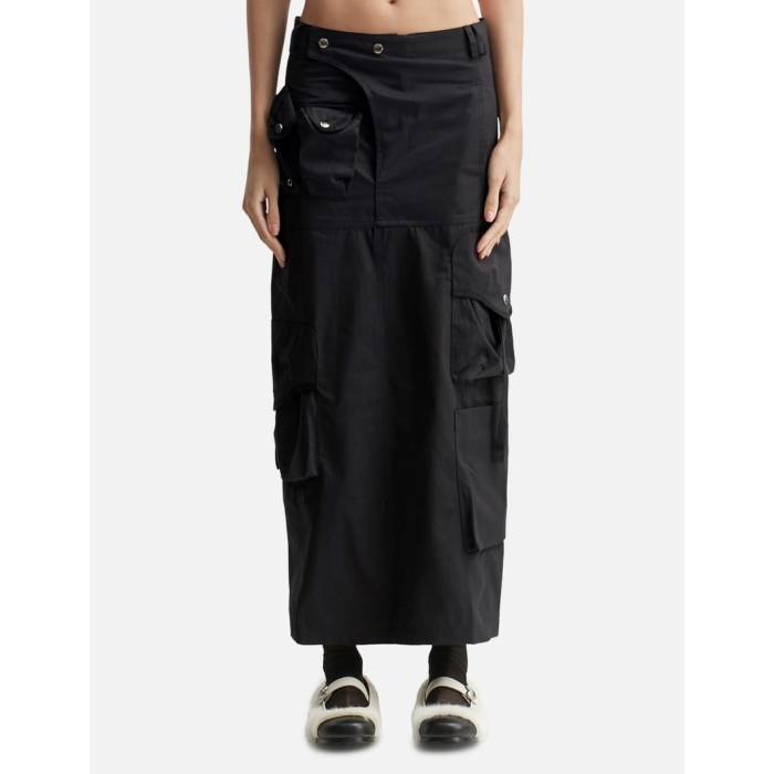 Nache 【 Strap Cargo Maxi Skirt Women Black 】 ストラップ カーゴ レディース 黒色 ブラック