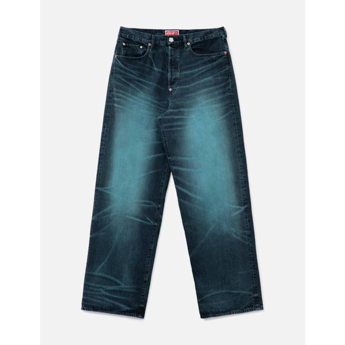 ケンゾー Kenzo 【 Turn Up Wide Fit Jeans Unisex 62 - Overdye Denim - Glacier 】 デニム ユニ一発やる ジーンズ