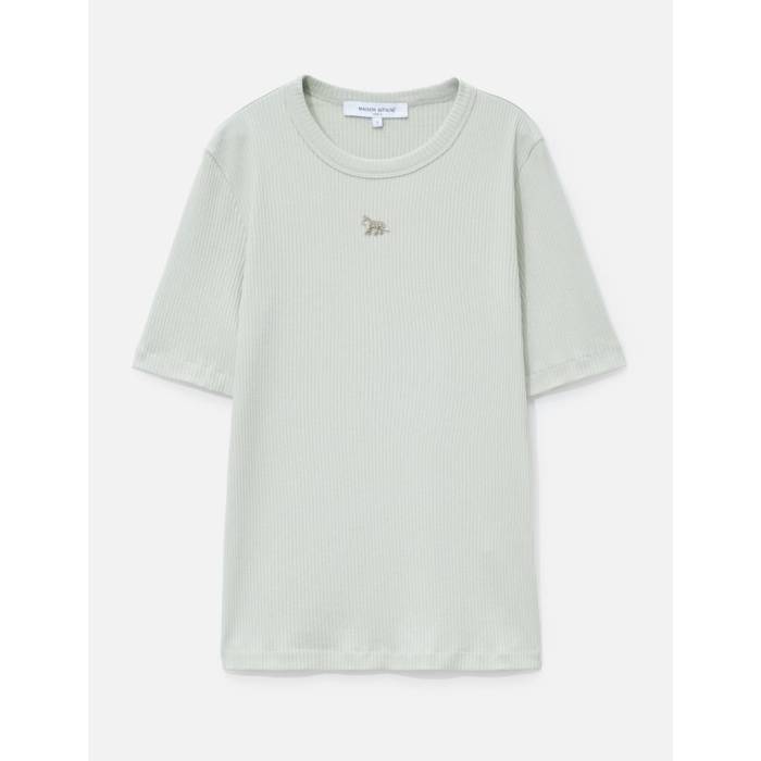 【 Baby Fox Ribbed Fitted T-Shirt Women Mineral Gray 】 稲荷 ティーシャツ レディース gray 薄墨色・薄墨色・薄墨色