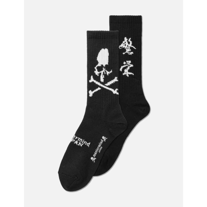 Mastermind Japan 【 Stitch Crew Socks Men Black 】 労働者の一団 靴下・ソックス メンズ 黒いこと 黒いこと