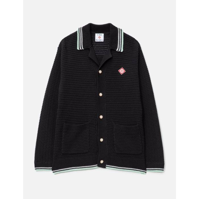 カサブランカ Casablanca 【 Embroidered Cotton Crochet Long Sleeve Shirt Unisex Black 】 Sleeve スリーブ ユニセックス 黒色 ブラック