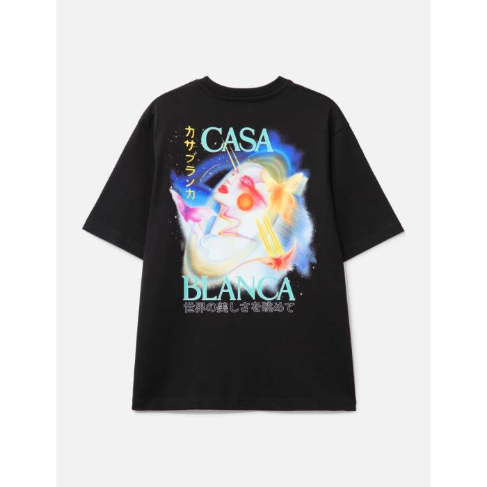 カサブランカ Casablanca 【 Galactic Connection T-Shirt Unisex Black 】 Tシャツ ユニセックス 黒色 ブラック