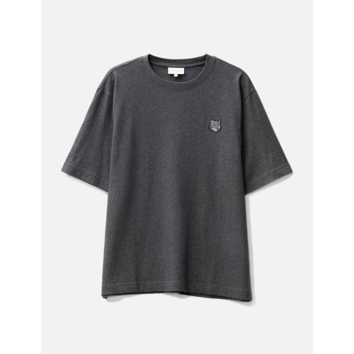 【 Bold Fox Head Patch Oversize T-Shirt Men Dark Gray Melange 】 フォックス Tシャツ メンズ gray 灰色・グレー・グレイ