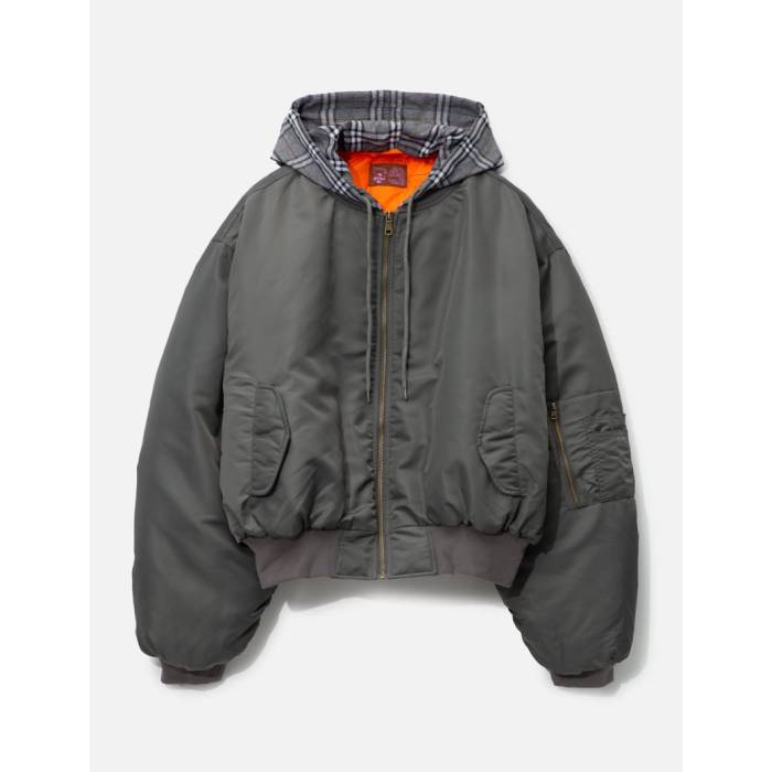 Praying 【 Bomber W Plaid Hood Unisex Grey 】 ユニセックス 灰色 グレー
