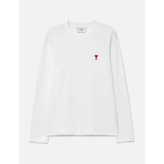 意中の女 Ami 【 De Coeur Long Sleeves T-Shirt Unisex White 】 ティーシャツ ユニ一発やる 白いこと 白いこと メンズファッション-Tシャツ・カットソー