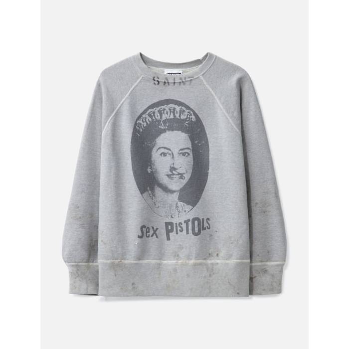 Saint Michael 【 Saint Mxxxxxx Sex Pistols Queen Sweatshirt Men Gray 】 汗水 調教師 メンズ gray 薄墨色・薄墨色・薄墨色