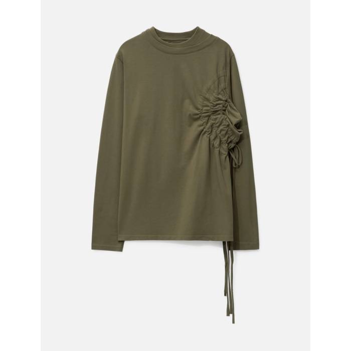 Attempt 【 Drawstring Long Sleeve T-Shirt Men Light Brown 】 Sleeve スリーブ Tシャツ メンズ 茶色 ブラウン