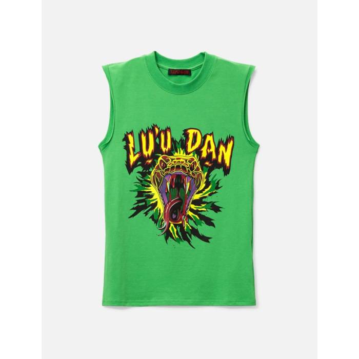 Luu Dan 【 Sleeveless Tee Unisex Lizard Green 】 Sleeveless ノン衣袂 ティーシャツ ユニ一発やる green 緑・緑であること