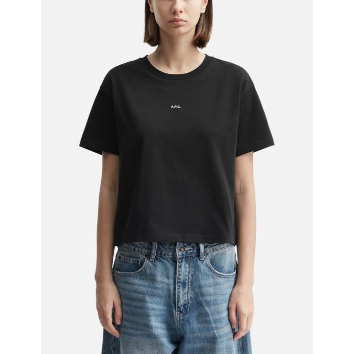 アー・ペー・セー A.p.c. 【 Boxy Micro Logo T-Shirt Women Tzc Moir/Blanc 】 Micro ミクロ ロゴタイプ プルオーバー レディース 空白文字