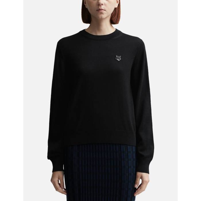 【 Bold Fox Head Patch Regular Jumper Women Black 】 狐狸 レディース 黒いこと 黒いこと トップス-レディースファッション-ニット・セーター